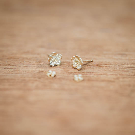 Sakura Cherry Blossom 18K Gold earrings (pierce post-type only