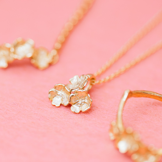 Sakura Cherry Blossom 18K Gold pendant (with optional chain)