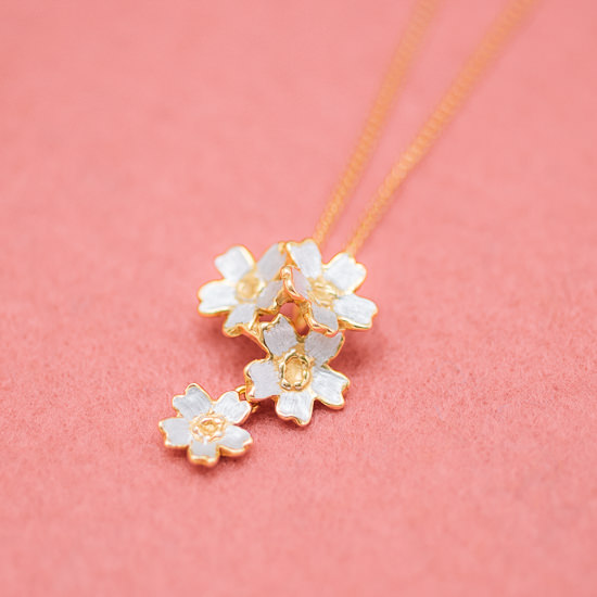 Cherry Blossoms in Japan Pink Sapphire & Diamond Necklace